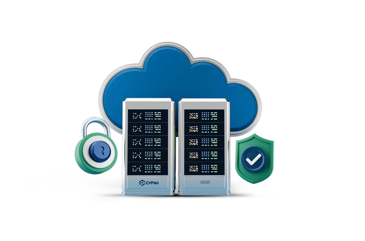 3D illustration of secure telecoms data centre infrastructure