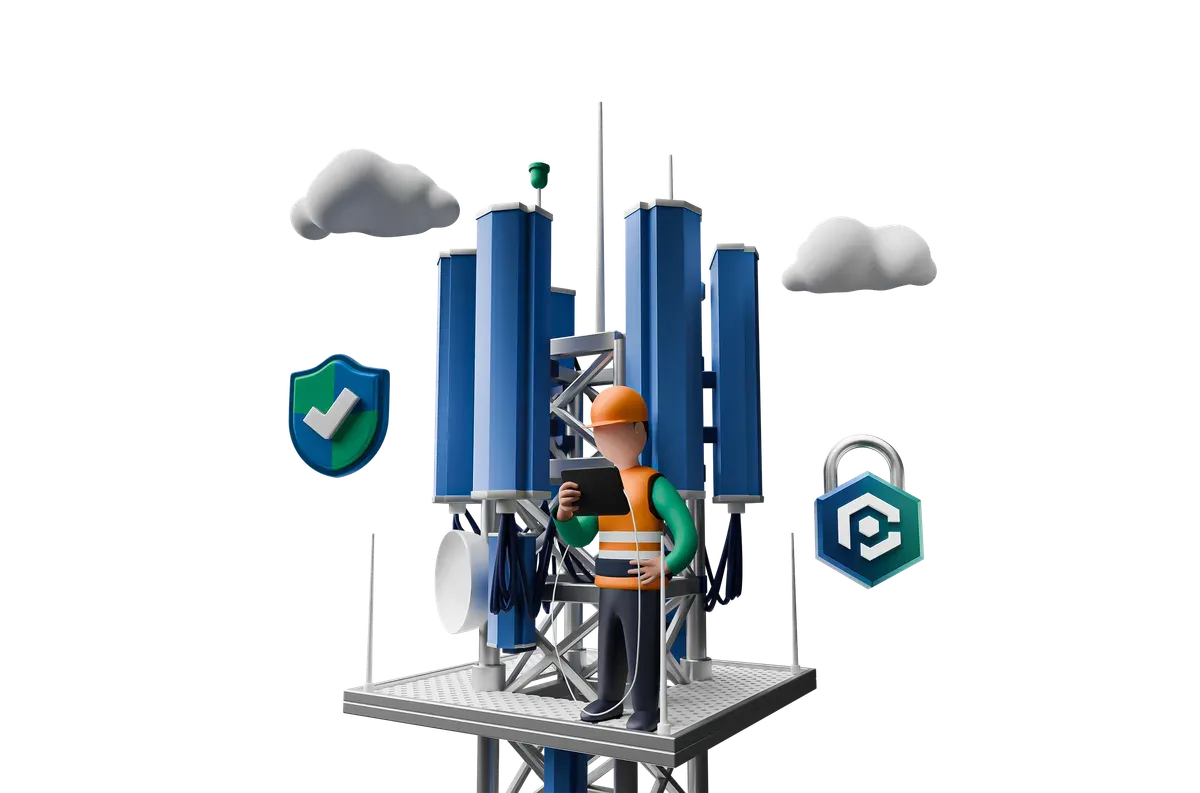 3D illustration of a telecoms engineer at work